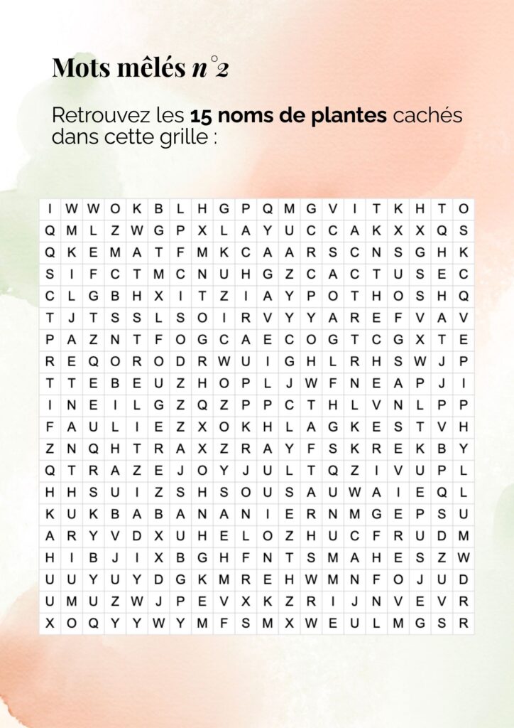 Mots mêlés plantes