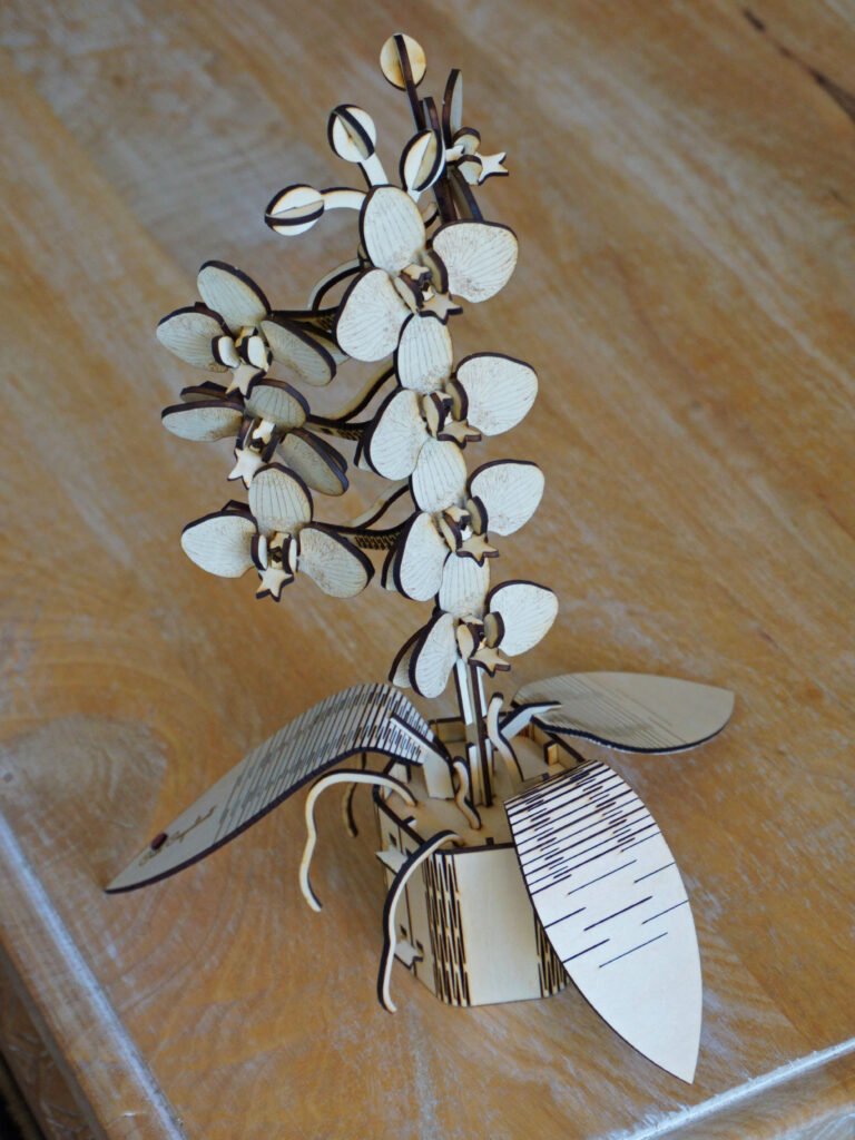 Orchidée en bois Créa Coquelicot