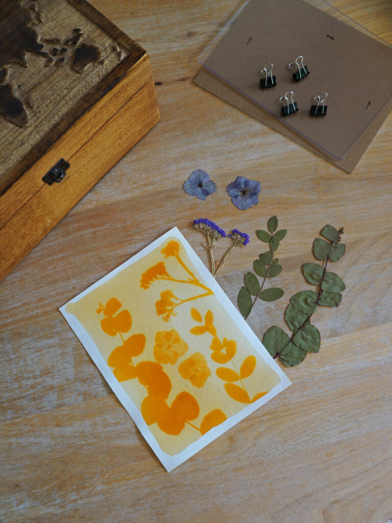 DIY anthotype impressions au curcuma